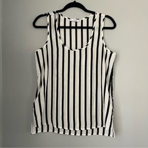 Mango Striped Sleeveless Black and White Tank Top Sheer Size Small